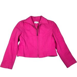 FINITY Women's Pink Wool Cashmere Blend Zip Front Wool Blazer Jacket Size 12